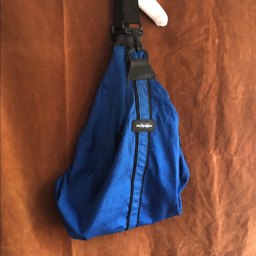 No Boundaries Blue Sling Belt Bag with Black Trim
